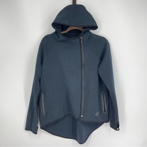 Nike Jackets & Blazers - Nike Tech Fleece women Sz L Full Zip Cape Jacket black long hoodie